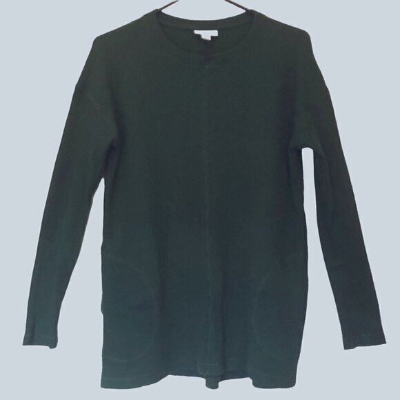 J. Jill green waffle-knit tunic w/pockets sz XS [oversized fit] - Picture 1 of 8